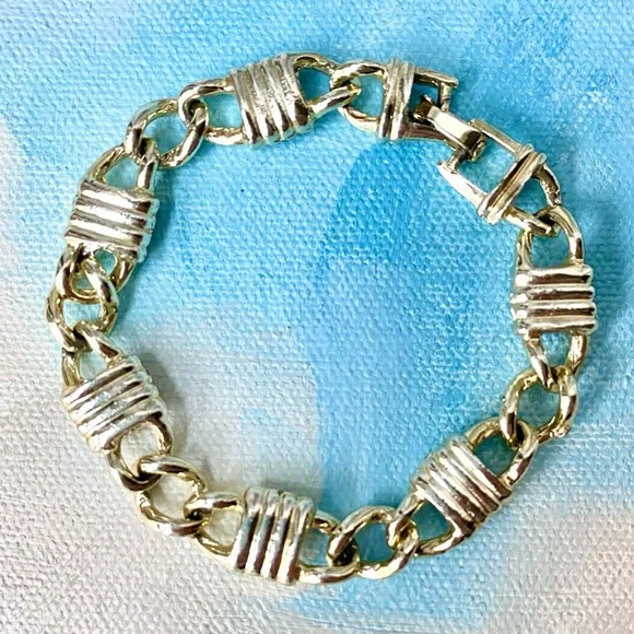 Vintage 80's Austrian Crystal Gold-Tone Multi-Color Link Tennis Bracelet Sz 6.5 - Picture 4 of 6